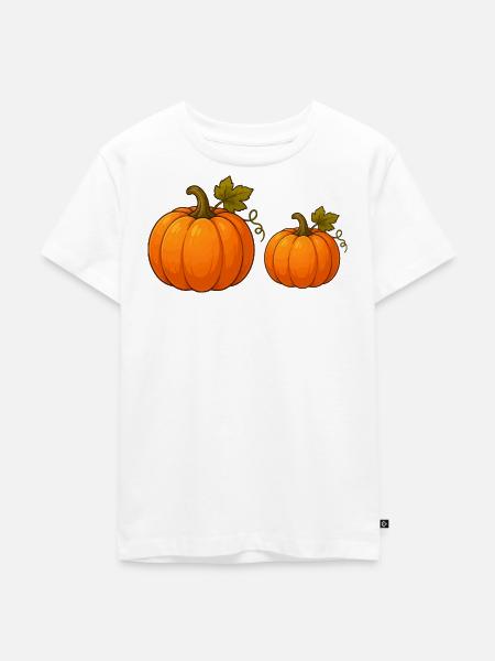 Kürbisduo Herbstdesign - Kinder Premium Bio T-Shirt - Weiß