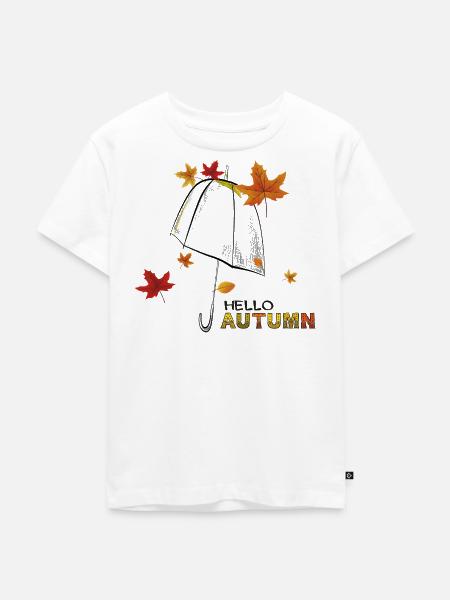 Herbstlaub Hello Autumn - Kinder Premium Bio T-Shirt - Weiß