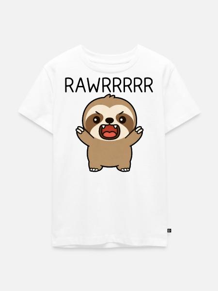 Faultier Lustiger Cartoon - Kinder Premium Bio T-Shirt - Weiß