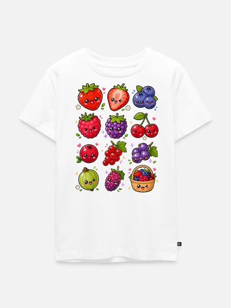 Kawaii Beeren | Erdbeeren & Waldbeeren - Kinder Premium Bio T-Shirt - Weiß