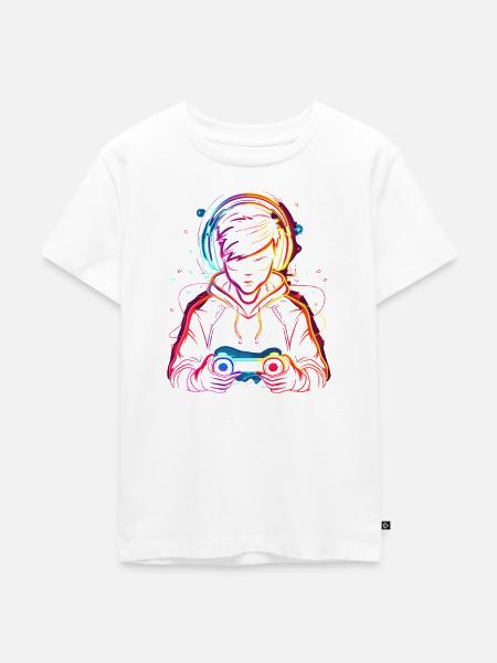 Gamer Synthwave - Kinder Premium Bio T-Shirt - Weiß