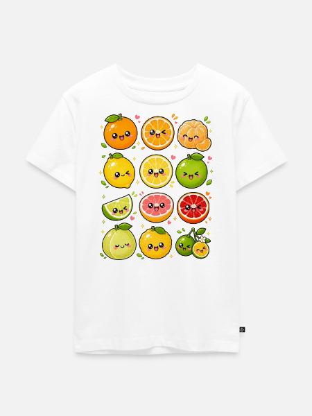 Kawaii Zitrusfrüchte | Orange & Zitrone - Kinder Premium Bio T-Shirt - Weiß
