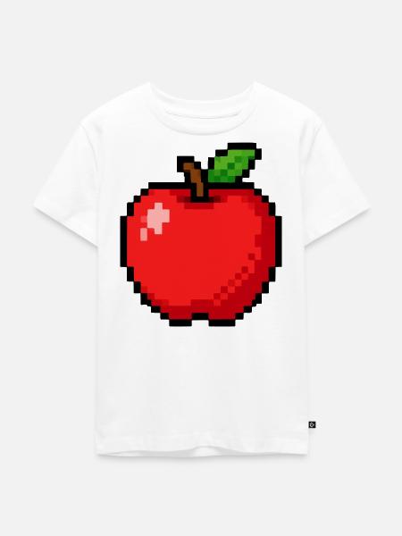 Apfel Pixel Obst - Kinder Premium Bio T-Shirt - Weiß