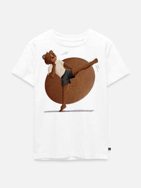 Kuschelbär Karate Kick - Kinder Premium Bio T-Shirt - Weiß