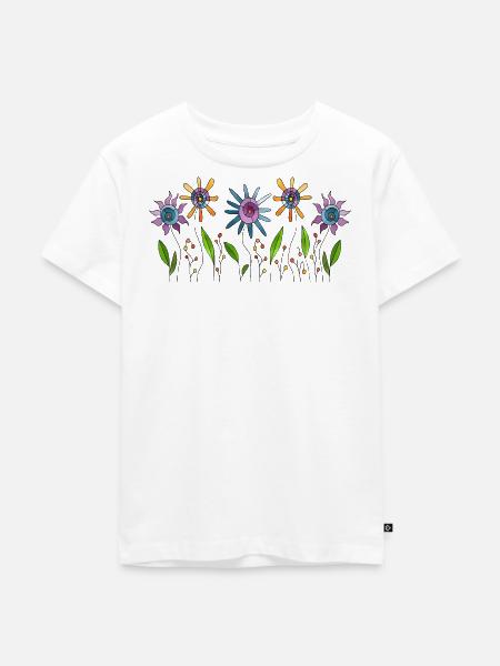 Blumen - Kinder Premium Bio T-Shirt - Weiß