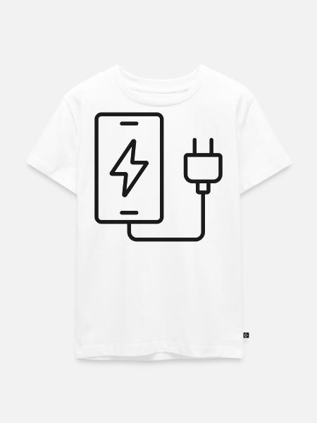Smartphone-Ladeleitung-Symbol - Kinder Premium Bio T-Shirt - Weiß