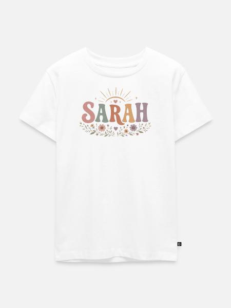 Sarah Blütenkranz mit Sonnenstrahlen - Kinder Premium Bio T-Shirt - Weiß