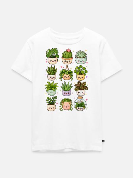 Kawaii Zimmerpflanzen | Urban Jungle - Kinder Premium Bio T-Shirt - Weiß