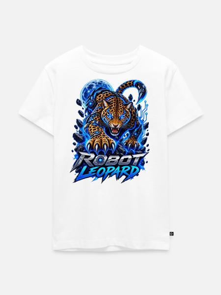 Robot Leopard – Cyber Leopard - Kinder Premium Bio T-Shirt - Weiß