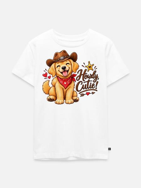 Howdy Cutie Hund im Cowboylook - Kinder Premium Bio T-Shirt - Weiß