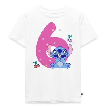 Lilo & Stitch Geburtstagsdesign 6 Jahre Mit Stitch - Kinder Premium Bio T-Shirt - Weiß - Vorne - Hailey (125cm)