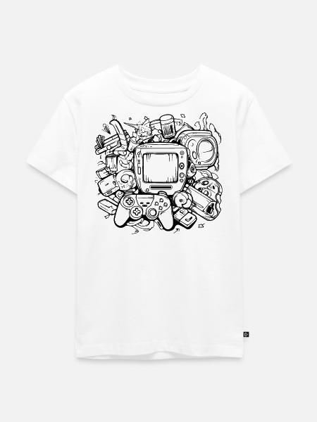 PC Gaming Zeichnung - Kinder Premium Bio T-Shirt - Weiß