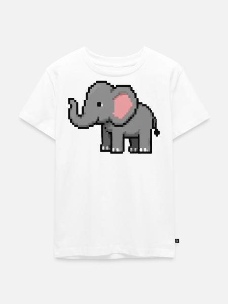 PixelElefant Grau Pinkes Ohr - Kinder Premium Bio T-Shirt - Weiß