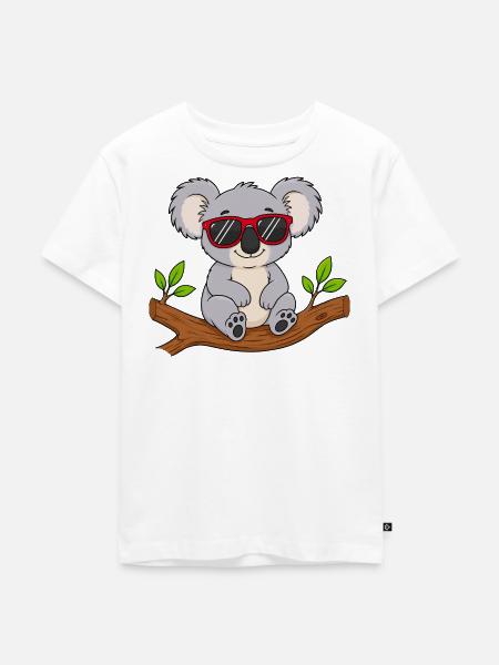 Cooler Koala mit roter Sonnenbrille  - Kinder Premium Bio T-Shirt - Weiß
