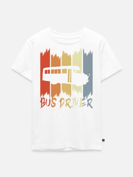 Retro Busfahrer - Kinder Premium Bio T-Shirt - Weiß