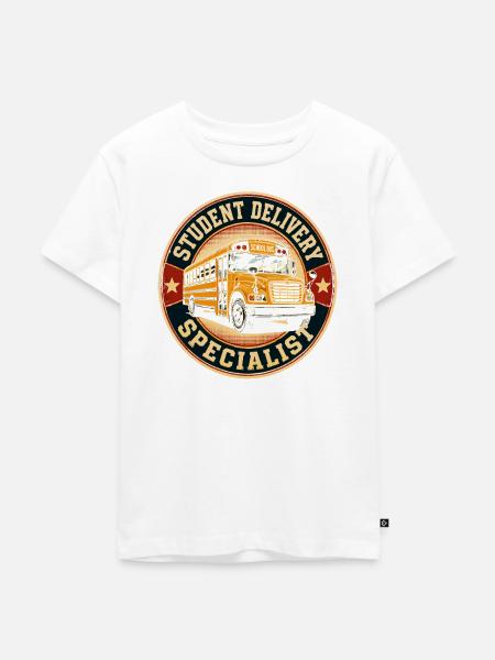 Student Delivery Spezialist Retro-Bus - Kinder Premium Bio T-Shirt - Weiß