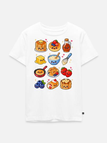 Kawaii Pancakes | Frühstück & Ahornsirup - Kinder Premium Bio T-Shirt - Weiß