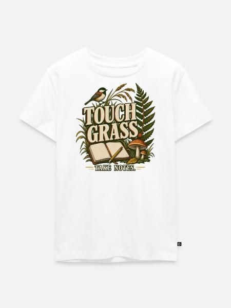 Nature Journaling - Touch Grass Take Notes - Kinder Premium Bio T-Shirt - Weiß