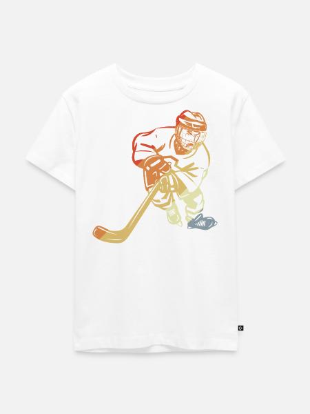 Eishockeyspieler Retro - Kinder Premium Bio T-Shirt - Weiß