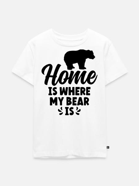 Bär Zuhause Humor - Kinder Premium Bio T-Shirt - Weiß
