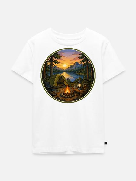 Sonnenuntergang am Campingplatz - Kinder Premium Bio T-Shirt - Weiß