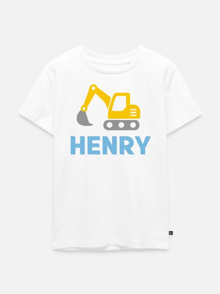 Bagger Henry gelb - Kinder Premium Bio T-Shirt - Weiß