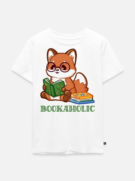 Niedlicher Fuchs mit Spruch und Lesebrille - Kinder Premium Bio T-Shirt - Weiß