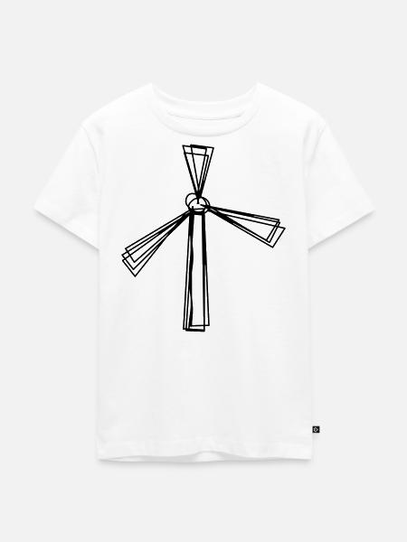 Windrad handgezeichnet - Kinder Premium Bio T-Shirt - Weiß