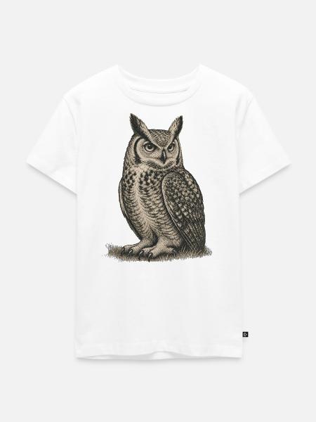 Eule - Kinder Premium Bio T-Shirt - Weiß