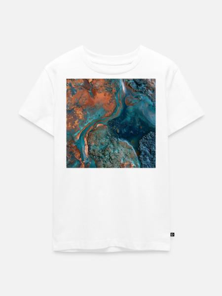 Türkismarmor und abstraktes Kupfer - Kinder Premium Bio T-Shirt - Weiß