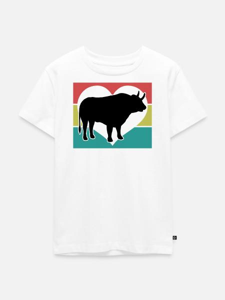 Stier Herz Retro Style - Kinder Premium Bio T-Shirt - Weiß
