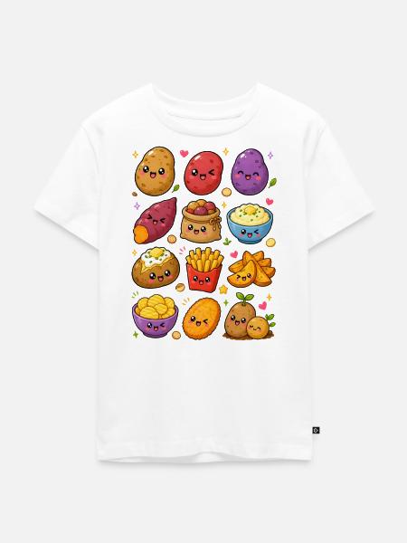 Kawaii Kartoffeln | Knollen & Pommes - Kinder Premium Bio T-Shirt - Weiß