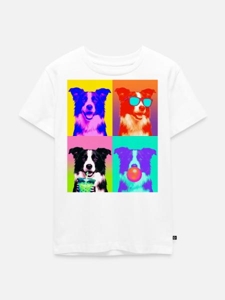 Hunde Border Collie Hund - Kinder Premium Bio T-Shirt - Weiß