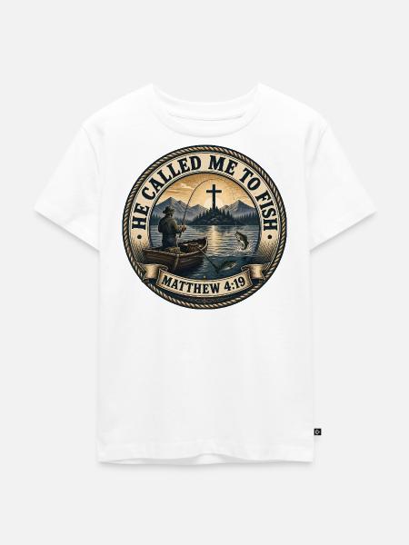 Er rief mich zum Fischen. - Kinder Premium Bio T-Shirt - Weiß