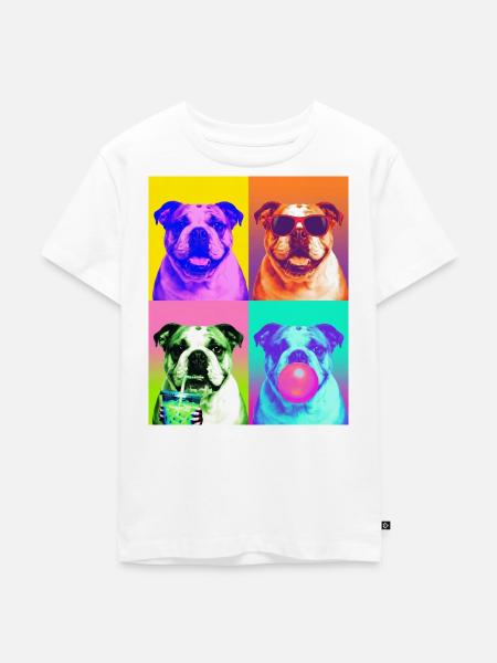 Hunde Bulldog Hund - Kinder Premium Bio T-Shirt - Weiß