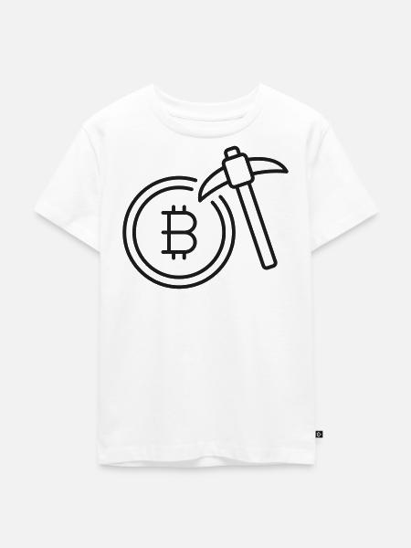Bitcoin-Mining-Linien-Symbol - Kinder Premium Bio T-Shirt - Weiß