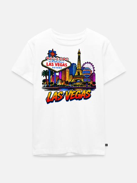 Neon-Las-Vegas Skyline Kunst - Kinder Premium Bio T-Shirt - Weiß