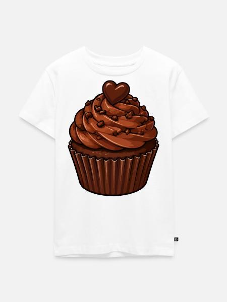 Schoko Cupcake Herzmotiv - Kinder Premium Bio T-Shirt - Weiß