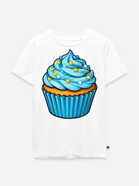 Cupcake Blautörtchen Sternenzauber - Kinder Premium Bio T-Shirt - Weiß