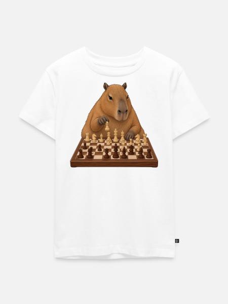 Capybara spielt Schach - Kinder Premium Bio T-Shirt - Weiß