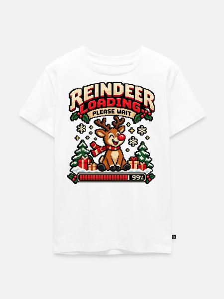 Reindeer Loading Please Wait Pixel Christmas - Kinder Premium Bio T-Shirt - Weiß