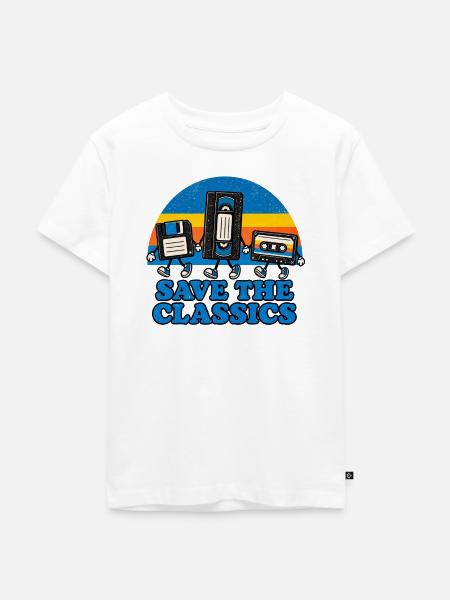 Save the Classics Kassette - Kinder Premium Bio T-Shirt - Weiß