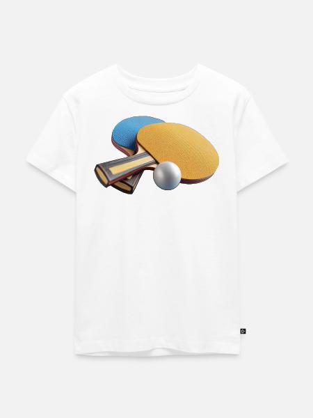 Farbkontrast Tischtennis-Paddles - Kinder Premium Bio T-Shirt - Weiß