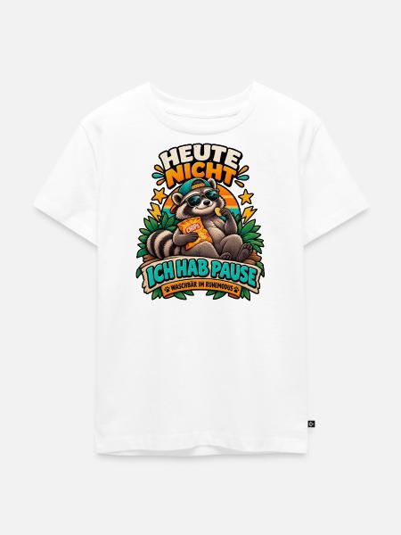 Waschbär Pause - Kinder Premium Bio T-Shirt - Weiß