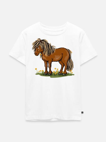 Pony mit Löwenzahn - Kinder Premium Bio T-Shirt - Weiß