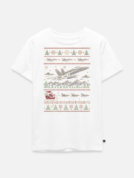 F18 Hornet Weihnachtspullover - Kinder Premium Bio T-Shirt - Weiß