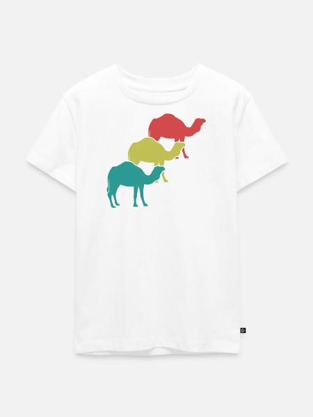 Kamel Trio Retro-Look - Kinder Premium Bio T-Shirt - Weiß