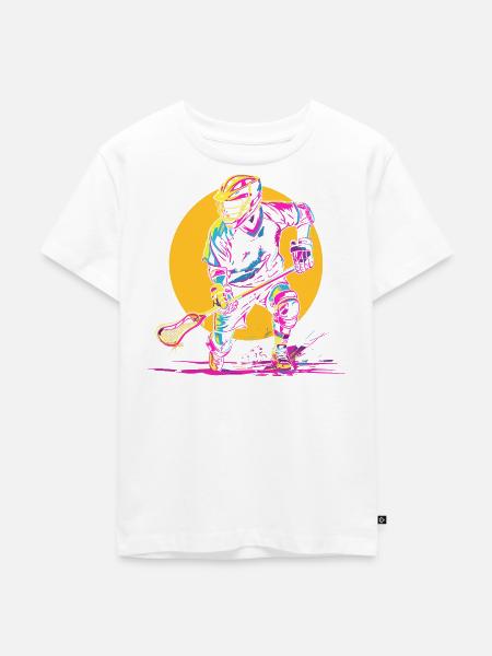 Lacrosse Spieler Synthwave - Kinder Premium Bio T-Shirt - Weiß