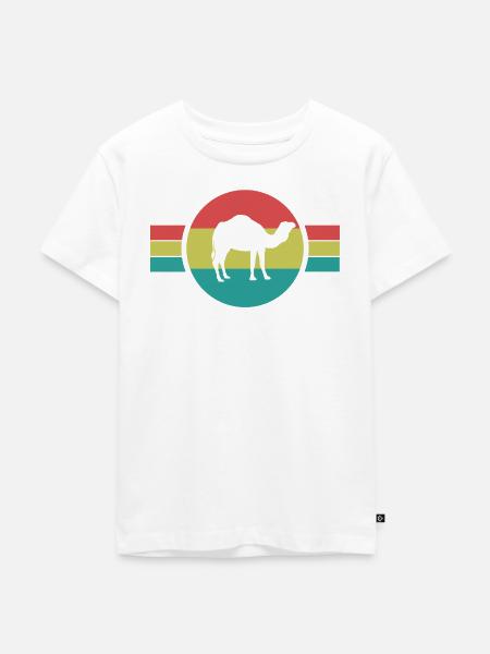 Kamel Silhouette Retro-Look - Kinder Premium Bio T-Shirt - Weiß