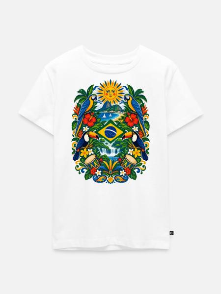 Brasilien | Amazonas, Tukane & Samba - Kinder Premium Bio T-Shirt - Weiß